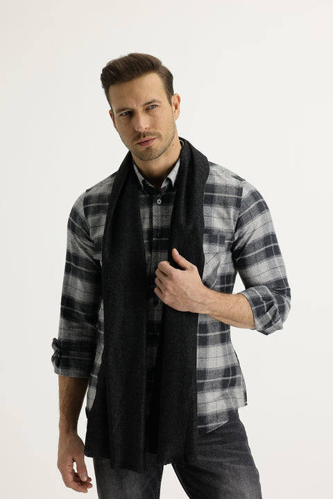 Dark Smoke Melange Plain Weft
