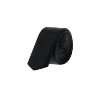 Black Super Thin Patterned Tie