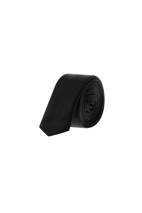 Black Super Thin Patterned Tie