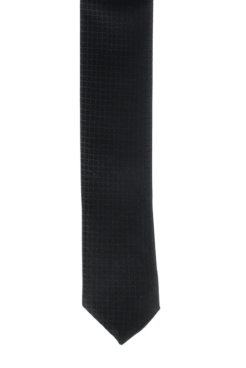 Black Super Thin Patterned Tie
