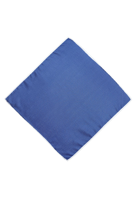 Navy Blue and White Plain Satin Handkerchief