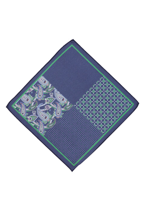 Medium Navy Patterned Handkerchief