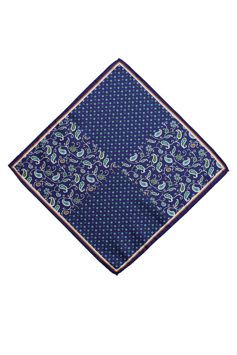 Medium Navy Patterned Handkerchief