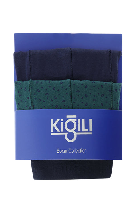 Dark Green 2-Pack Patterned Cotton Boxer Set