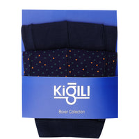 Dark Navy Blue 2-Pack Patterned Cotton Boxer Set