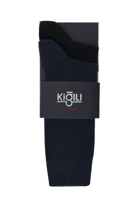 Medium Navy Blue 2-Pack Plain Socks Set