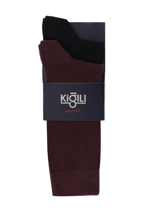 Light Burgundy 2-Pack Plain Cotton Socks Set
