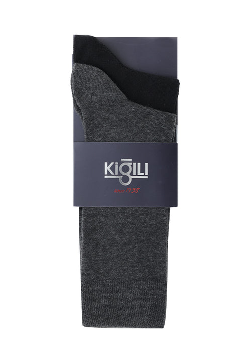 Dark Anthracite 2-Pack Plain Socks Set