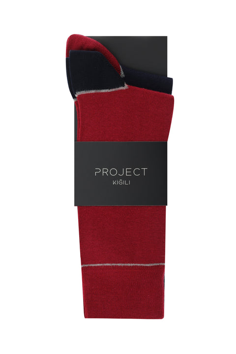 Dark Red 2-Pack Patterned Socks