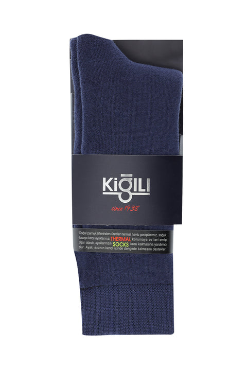 Medium Navy Cotton Thermal Socks
