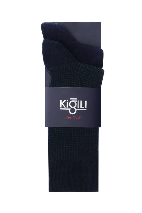 Medium Navy Blue 2-Pack Cotton Patterned Socks