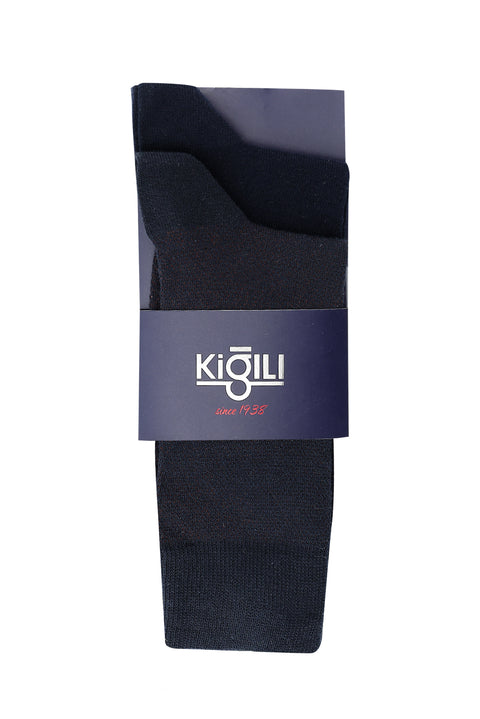 Medium Navy Blue 2-Pack Cotton Patterned Socks