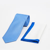 Light Blue 2-Piece Plain Silk Tie & Pocket Square Set