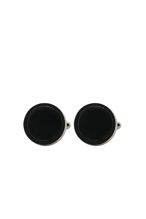 Black Round Stone Cufflinks