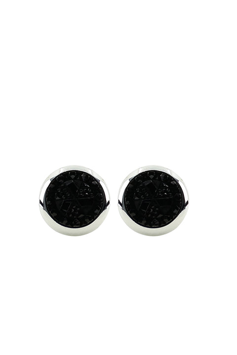 Black Round Stone Cufflinks