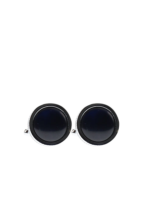 Black Round Stone Cufflinks
