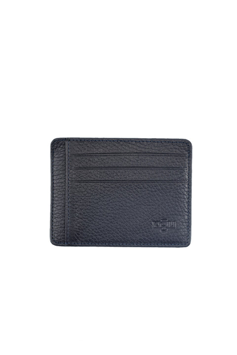 Medium Navy Leather Card Holder