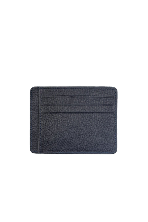 Medium Navy Leather Card Holder