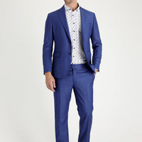 Dark Blue 7 Drop Slim Fit Patterned Suit