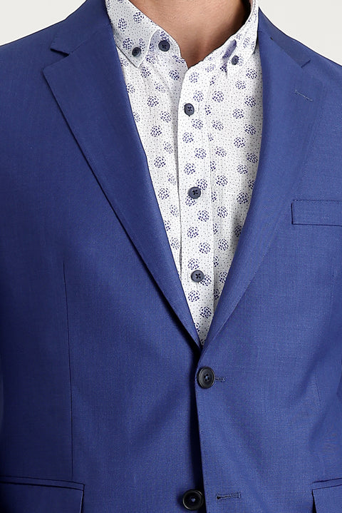 Dark Blue 7 Drop Slim Fit Patterned Suit