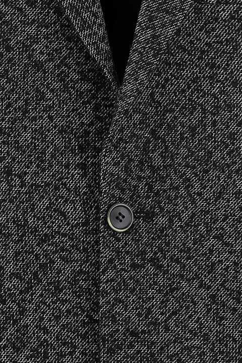 Black 4-Drop Relaxed Fit Patterned Wool Jacket