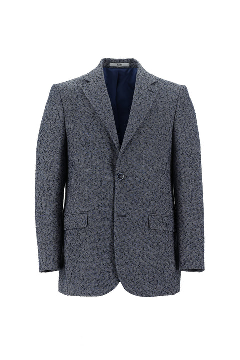 Medium Navy 4 Drop Relaxed Fit Patterned Wool Jacket