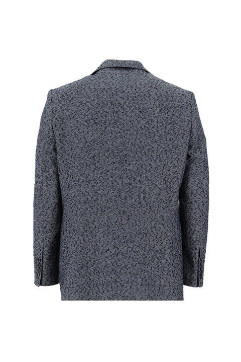 Medium Navy 6 Drop Regular Fit Patterned Wool Jacket