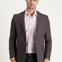 Light Burgundy 6 Drop Regular Fit Patterned Wool Jacket