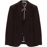 Dark Burgundy 7 Drop Slim Fit Narrow Cut Wool Classic Patterned Jacket