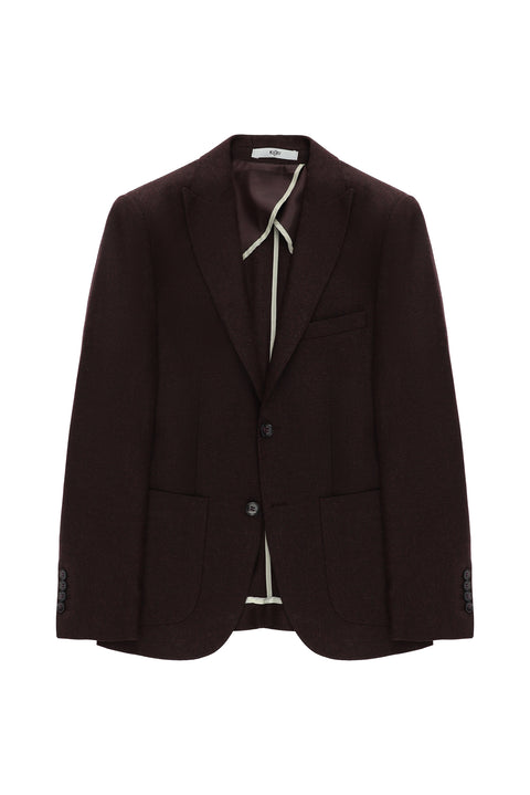 Dark Burgundy 7 Drop Slim Fit Narrow Cut Wool Classic Patterned Jacket