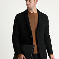 Black 7 Drop Super Slim Fit Extra Narrow Cut Patterned Jacket