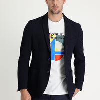Dark Navy 7 Drop Super Slim Fit Extra Narrow Cut Patterned Jacket
