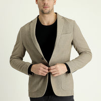 Medium Beige 7 Drop Super Slim Fit Extra Narrow Cut Patterned Jacket