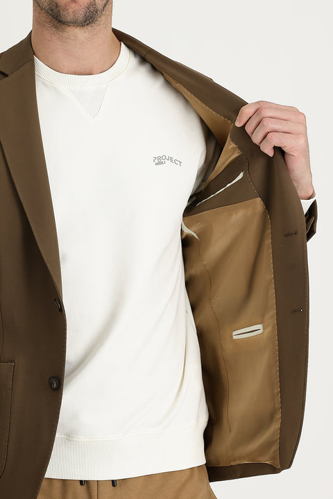 Medium Brown 4 Drop Relaxed Fit Casual Cut Jacket