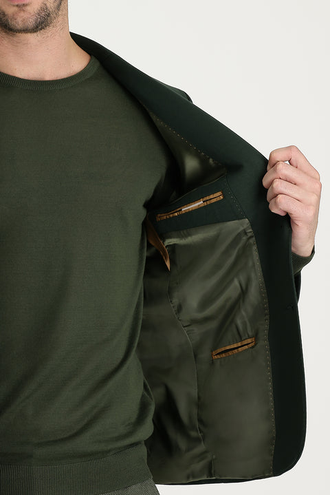 Koyu Yeşil 6 Drop Regular Fit Standart Kesim Ceket
