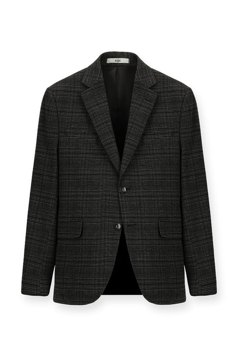 Black 7 Drop Slim Fit Plaid Blazer Jacket