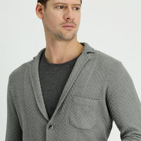 Medium Grey Melange Cotton Knit Cardigan