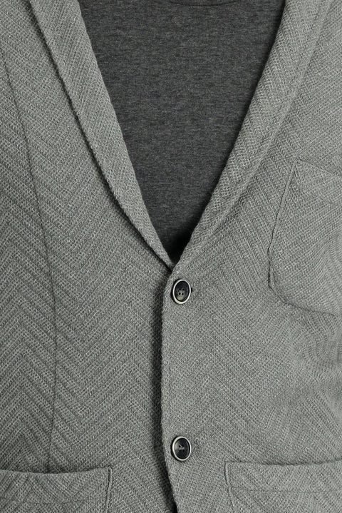 Medium Grey Melange Cotton Knit Cardigan