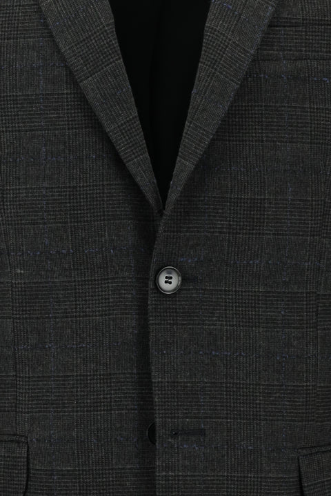 Black 4-Drop Relaxed Fit Plaid Jacket