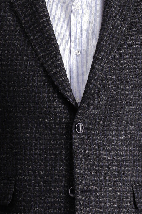 Dark Navy 6 Drop Regular Fit Classic Patterned Jacket