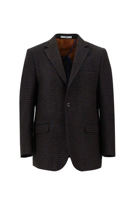 Medium Brown 6 Drop Regular Fit Standard Cut Classic Patterned Jacket