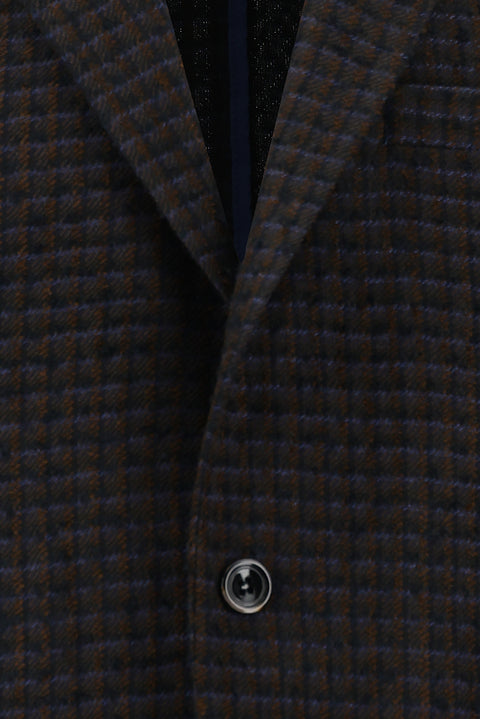 Medium Brown 6 Drop Regular Fit Standard Cut Classic Patterned Jacket