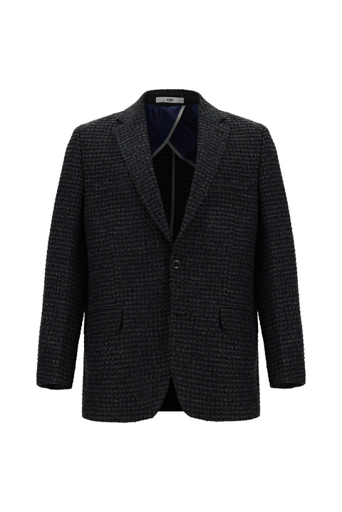 Dark Navy 6 Drop Regular Fit Classic Patterned Jacket