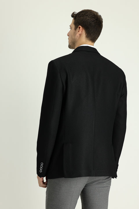 Black 8 Drop Muscle Fit Long Athletic Cut Patterned Sport Jacket