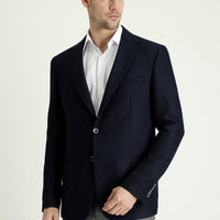 Dark Navy 8 Drop Muscle Fit Long Athletic Cut Patterned Sport Jacket