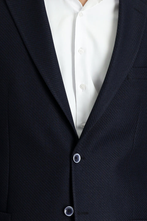 Dark Navy 8 Drop Muscle Fit Long Athletic Cut Patterned Sport Jacket