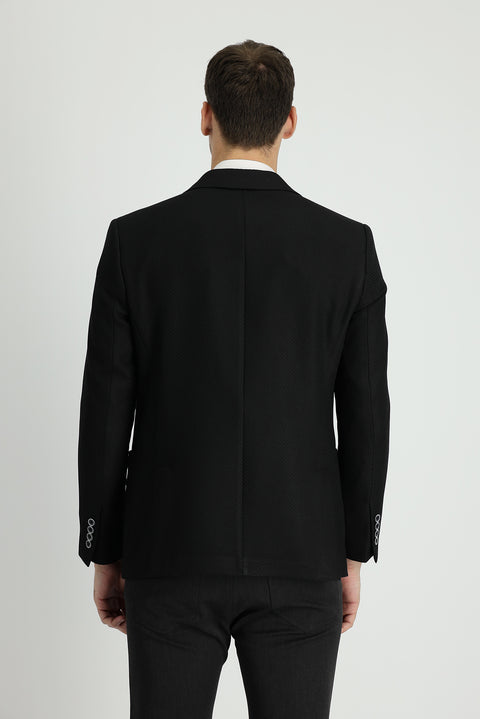 Black 7 Drop Slim Fit Patterned Sport Jacket