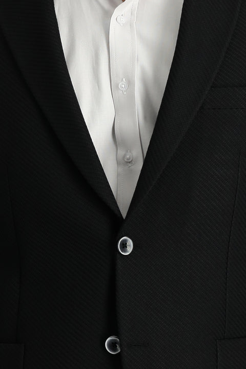 Black 7 Drop Slim Fit Patterned Sport Jacket