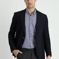 Dark Navy 7 Drop Slim Fit Patterned Sport Jacket