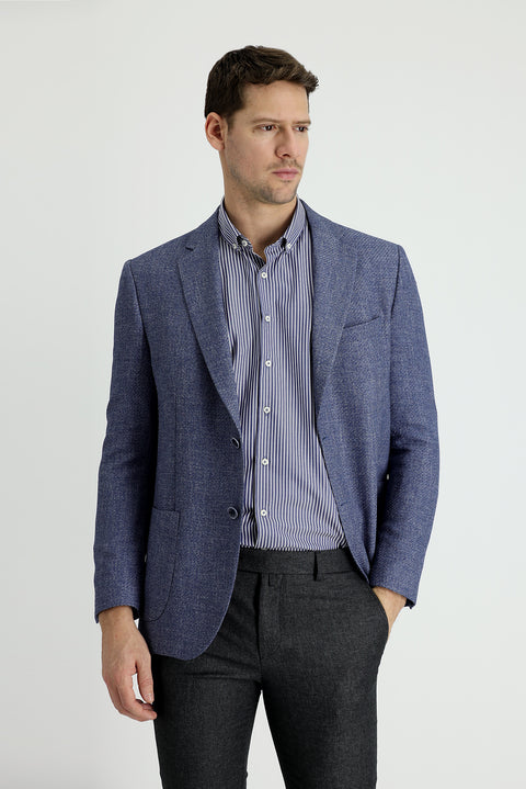 Blue 7 Drop Slim Fit Patterned Sport Jacket